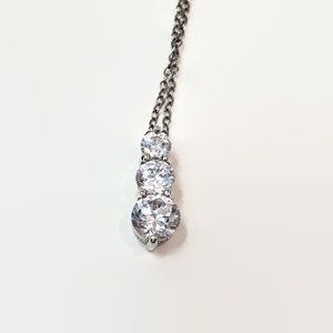 Sterling Silver Past Present & Future Cubic Zirconia Necklace 19"